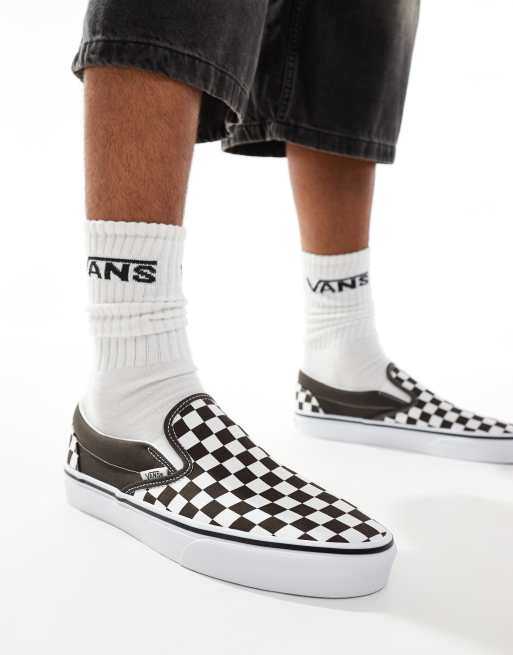 Vans Classic Slip On checkerboard sneakers in dark brown