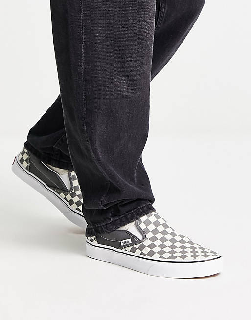 Vans Classic Slip-on checkerboard sneakers in dark gray/white | ASOS