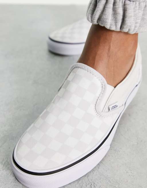 Vans grey cheap checkerboard slip on