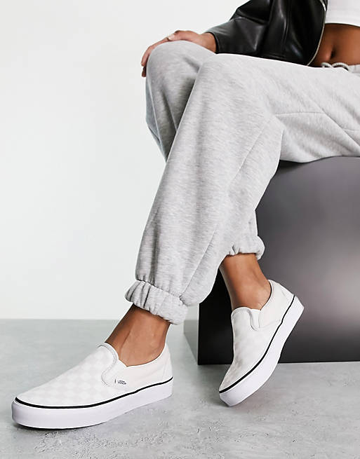 Vans Classic Slip-On Checkerboard Sneakers In Gray | Asos