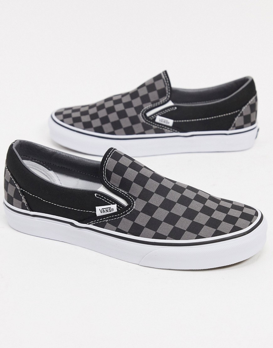 Vans Classic Slip-On checkerboard sneakers in gray-Black
