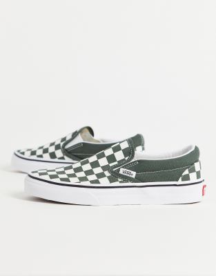 Vans Classic Slip-on Checkerboard Sneakers In Green In Green