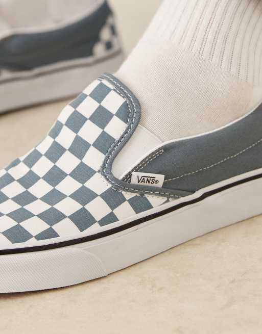 Vans Classic slip on checkerboard sneakers in light blue