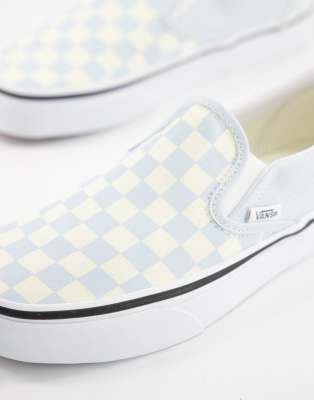 blue and light blue checkerboard vans