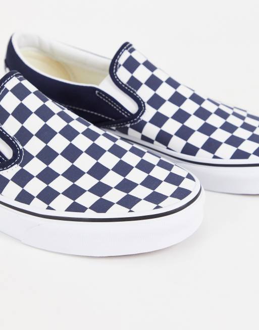 Vans slip hotsell on navy checkerboard