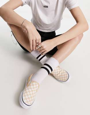 Vans Classic Slip-On checkerboard sneakers peach | ASOS