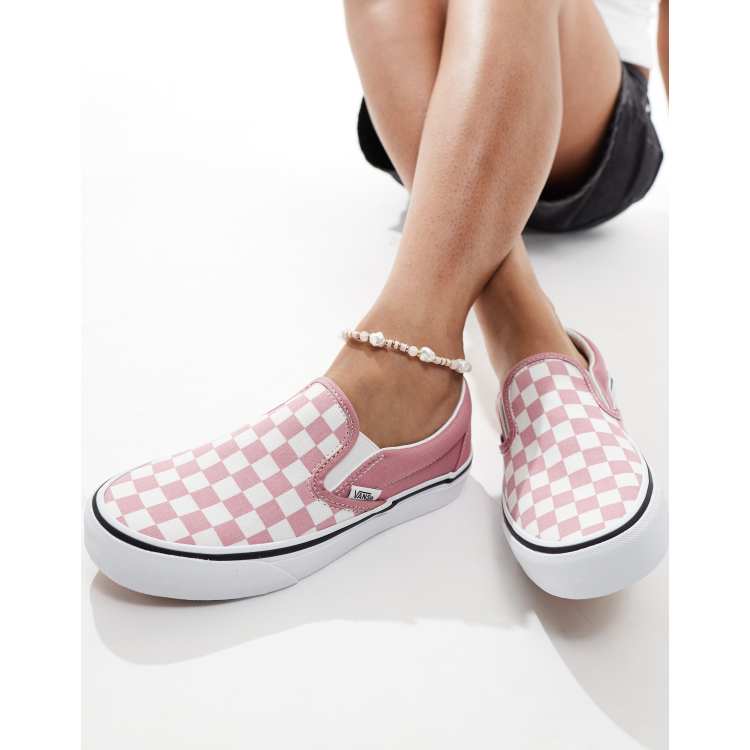 Pale pink checkered vans hotsell