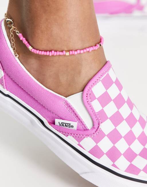 Vans checkered outlet slip ons pink