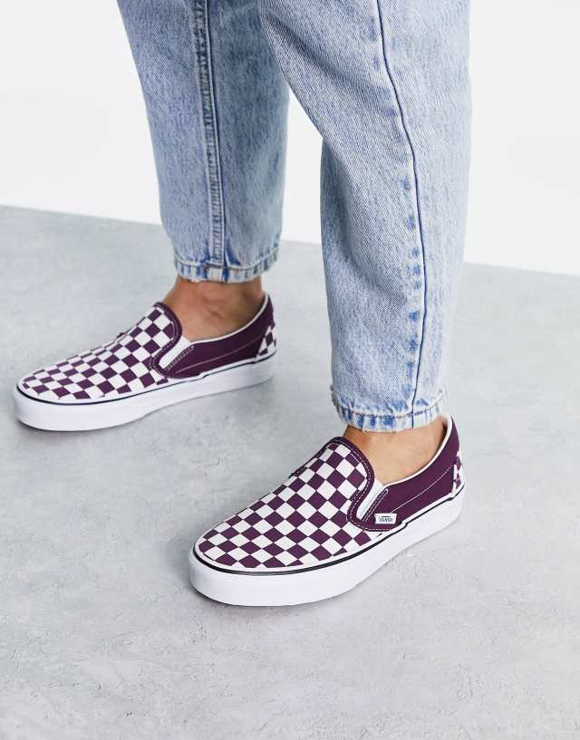 Vans Classic Slip-On checkerboard sneakers in purple grape