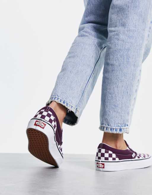 Burgundy checkered slip on authentic vans