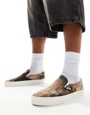 Classic Slip-On checkerboard sneakers in sweater brown