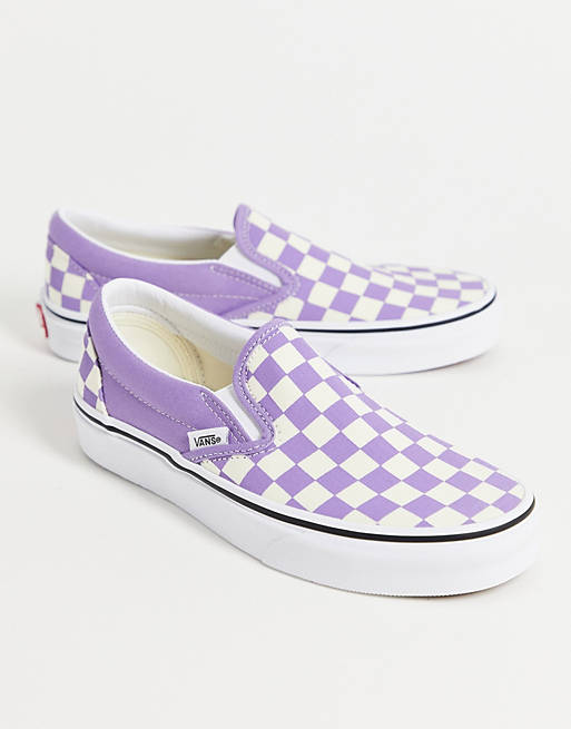 ورد سكري Vans Classic Slip-On Checkerboard sneakers in violet ورد سكري