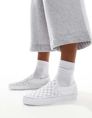 Classic Slip-On checkerboard sneakers with embroidery in silver