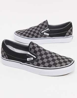Vans Classic Slip-On checkerboard trainers in black and grey | ASOS