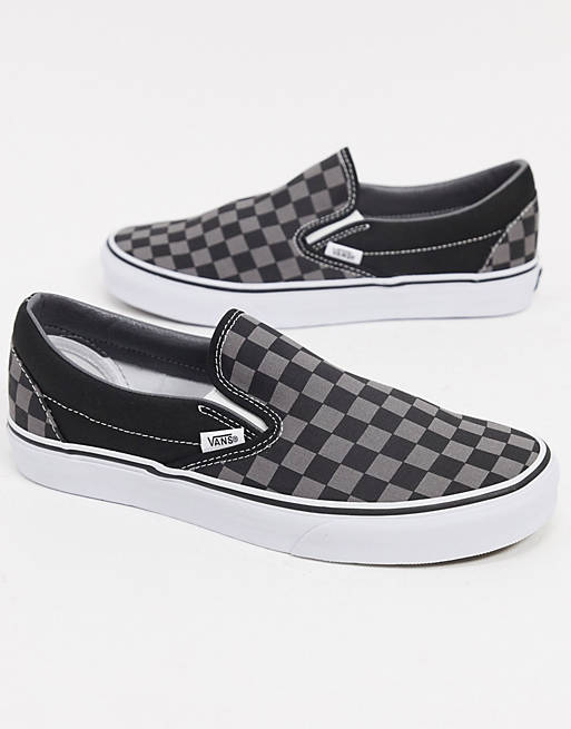 Tilbageholdenhed basketball Opførsel Vans Classic Slip on checkerboard trainers in black and grey | ASOS