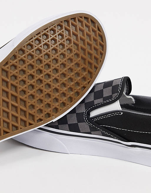 Vans Classic Slip-On checkerboard trainers in black and grey | ASOS