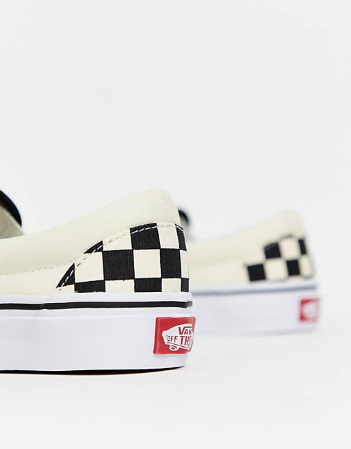 Women Vans Classic Slip-On checkerboard trainers in black/white 