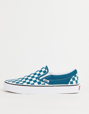 Vans Classic Slip-On Checkerboard trainers in blue/white