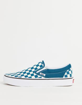 Vans Classic Slip-On Checkerboard trainers in blue/white