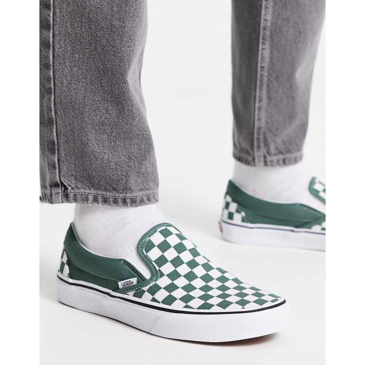 Green checkered clearance slip on vans