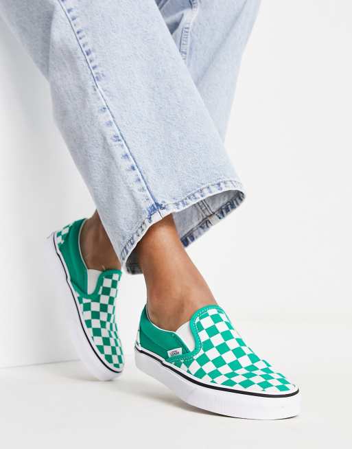 Vans checkerboard slip on on sale aqua