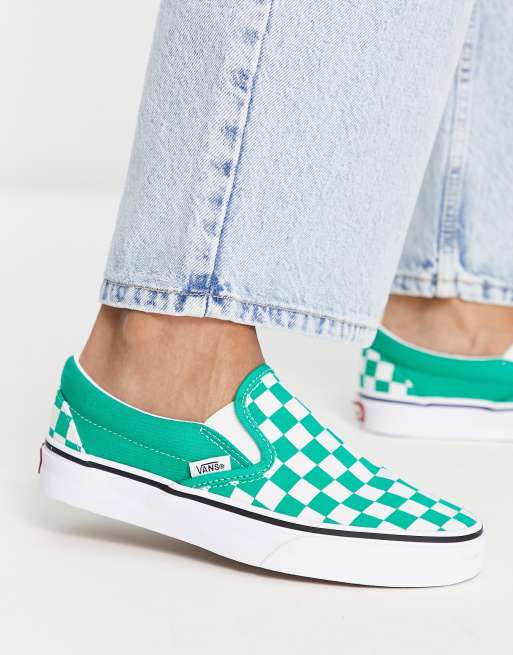 Vans Classic Slip On checkerboard trainers in green