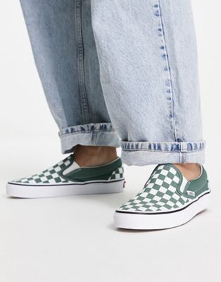 Vans Classic Slip-On checkerboard trainers in green