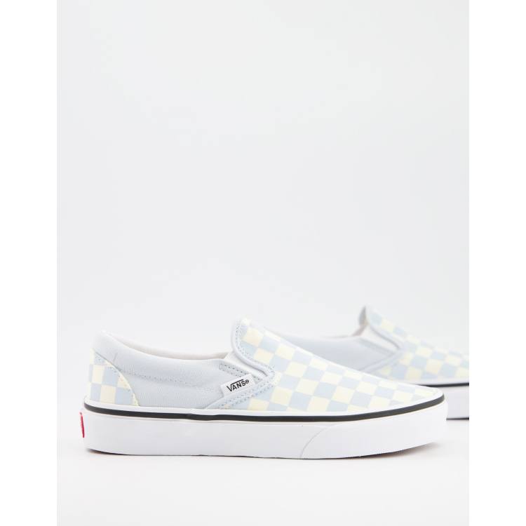 Vans checkered slip hot sale on light blue