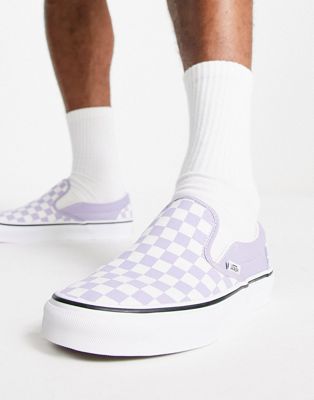 Vans Classic Slip-On checkerboard trainers in lilac