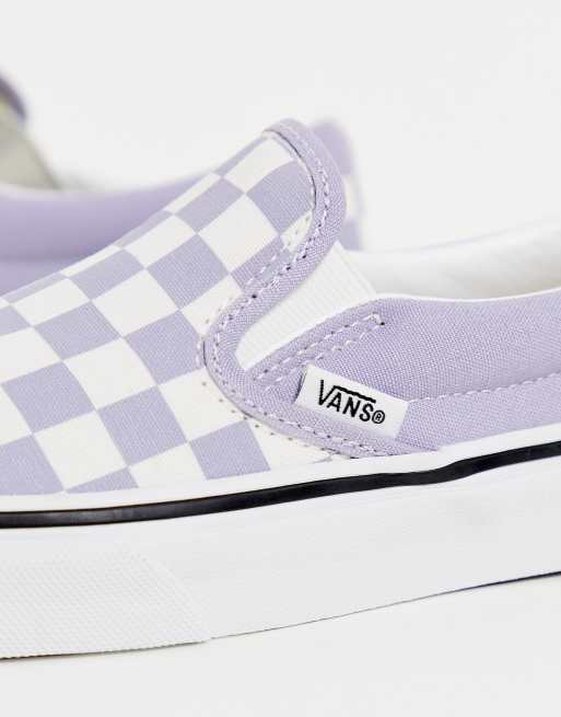 Light purple checkerboard store slip on vans