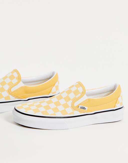 Yellow checkered high hot sale top vans