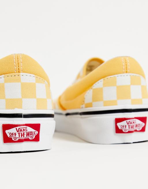 Light yellow checkerboard outlet slip on vans