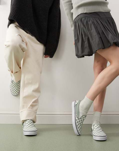 Vans Classic Slip-On Colour Theory checkerboard sneakers in light green - view 1