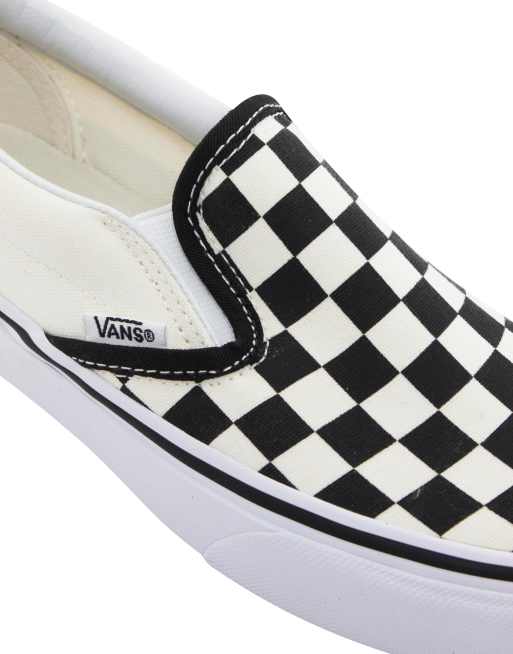 Vans classic black and 2025 cream checkerboard slip-on trainers