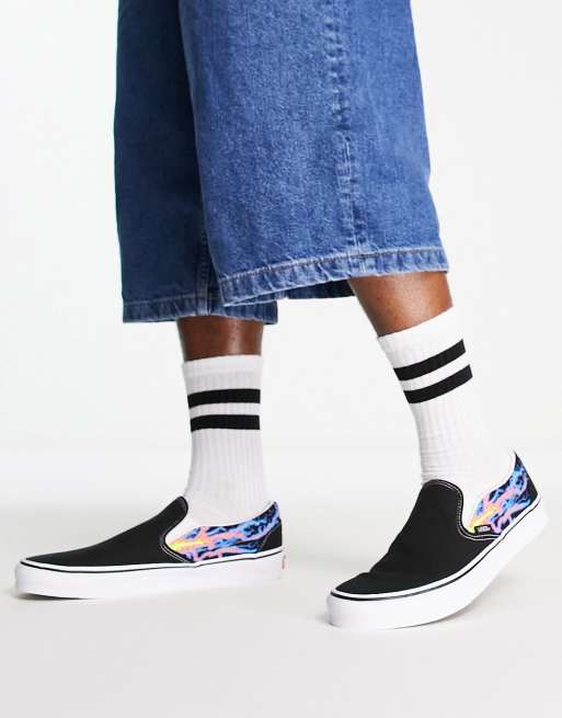 Slip on vans with hot sale flames