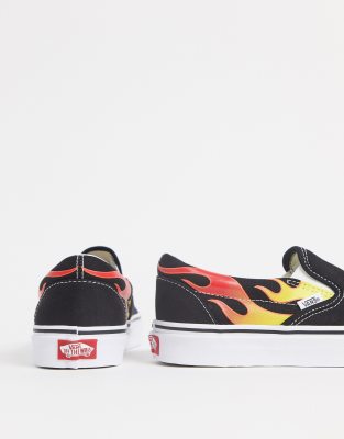 vans classic slip on flame black & black shoes
