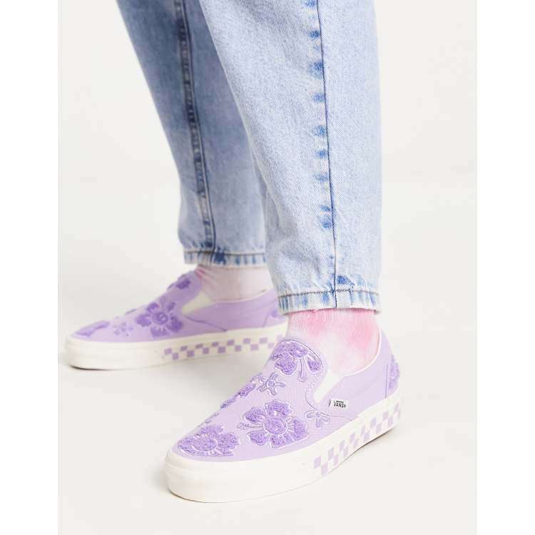 Vans Classic Slip-On Floral Print Sneakers In Purple | Asos