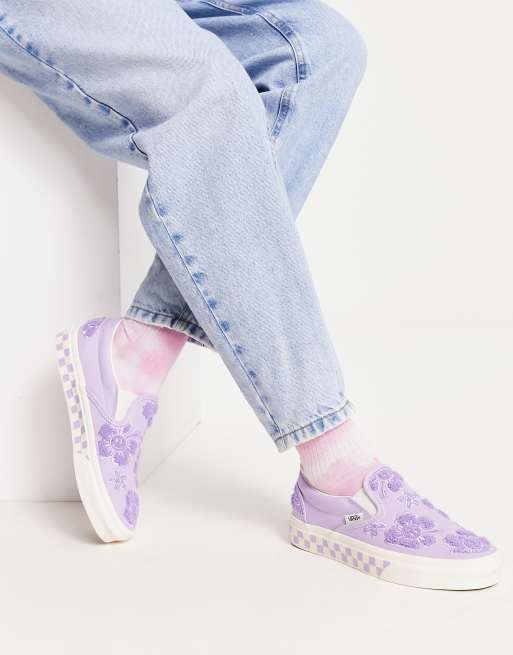 Lavender vans store slip on