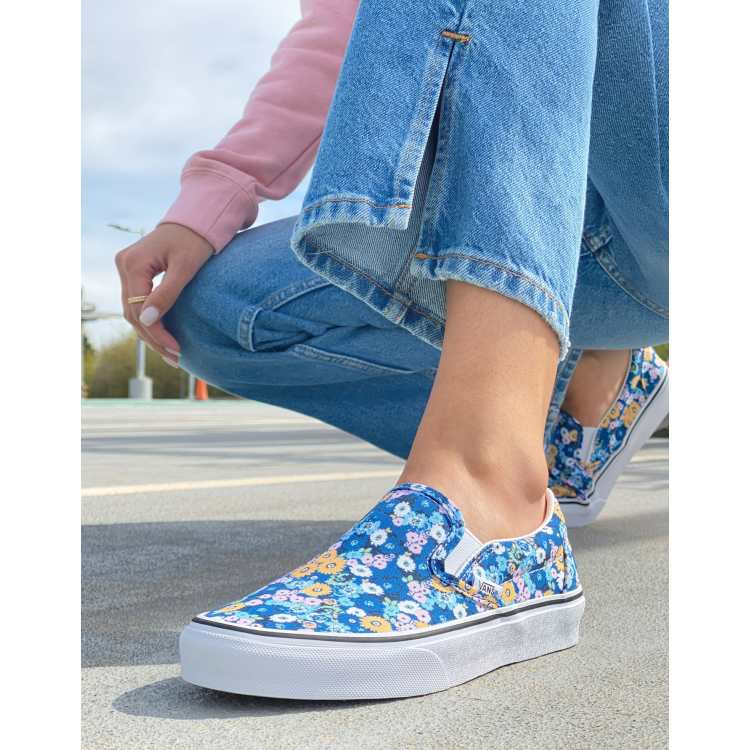 Floral vans shop slip ons womens