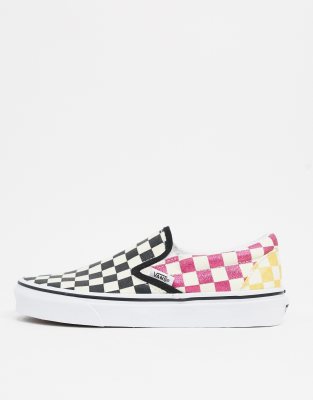 checkerboard glitter vans