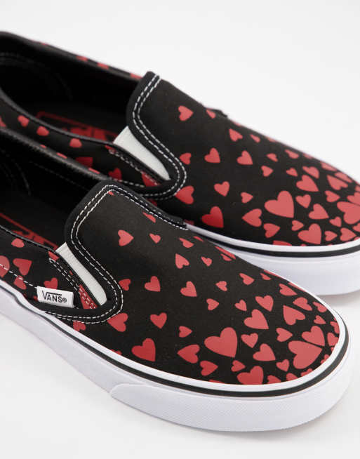 Red and black 2025 slip on vans