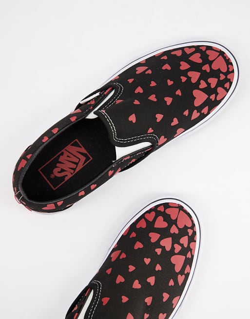Vans Classic Slip-On Hearts trainers in black/red Vans Classic Slip-On Hearts trainers in black/red