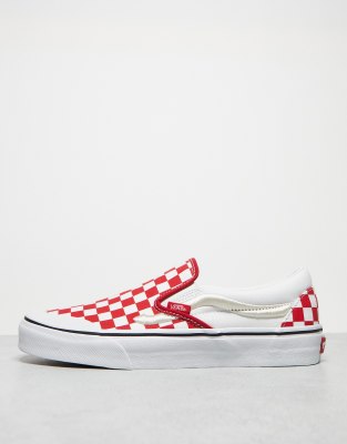 White vans with outlet checkered stripe