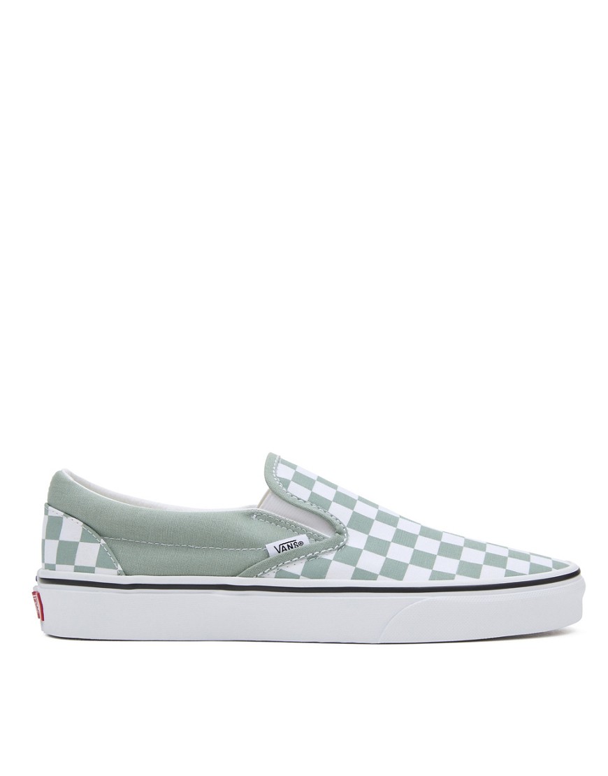 Vans Classic slip-on trainers in green and white checkerboard