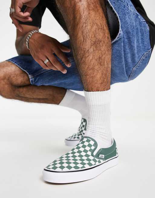 Vans Classic - Slip-On - Instapsneakers met dambordpatroon in donkergroen 