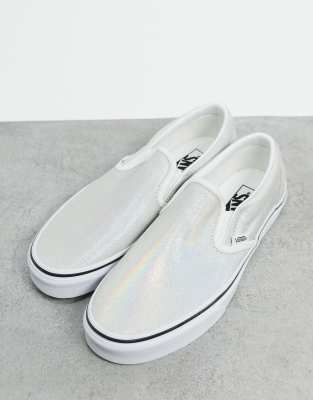 white iridescent vans