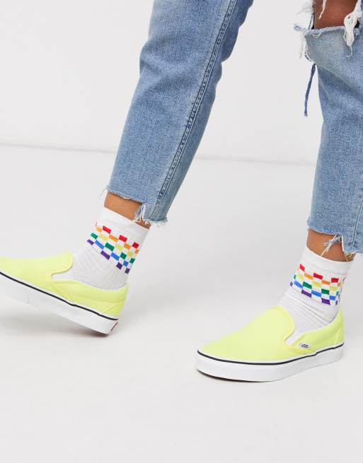 Bright yellow on sale vans slip ons