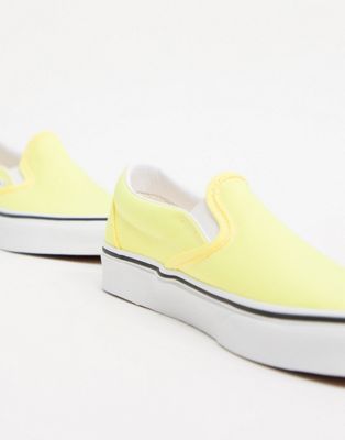 plain yellow slip on vans