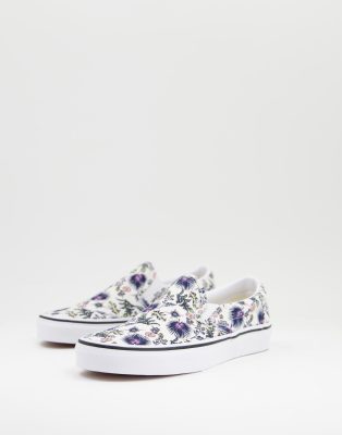 white floral slip on vans