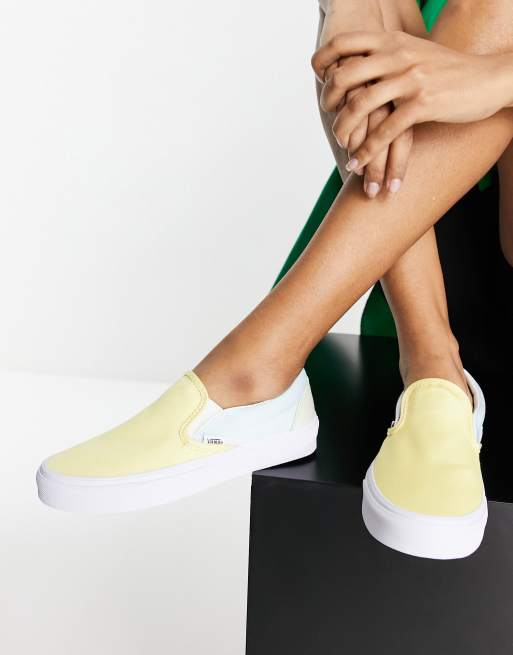 Pastel yellow vans sales slip on